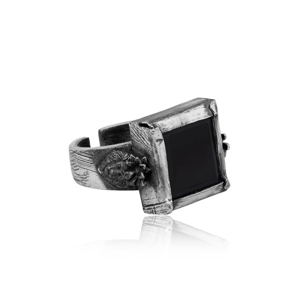 Anel Bosch Silver back onyx